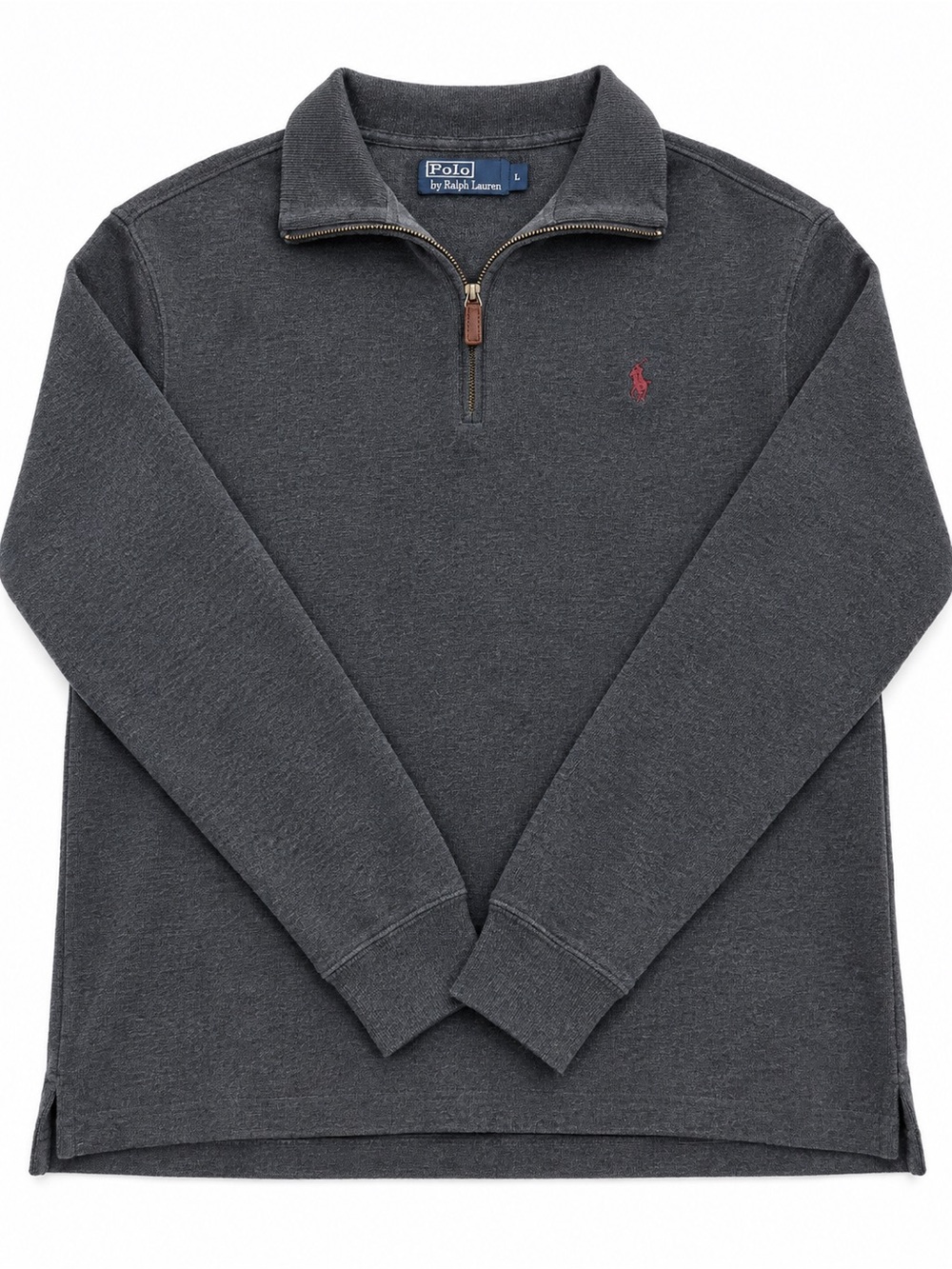 Ralph Lauren Men's Charcoal Half-Zip Sweatshirt with Red Pony